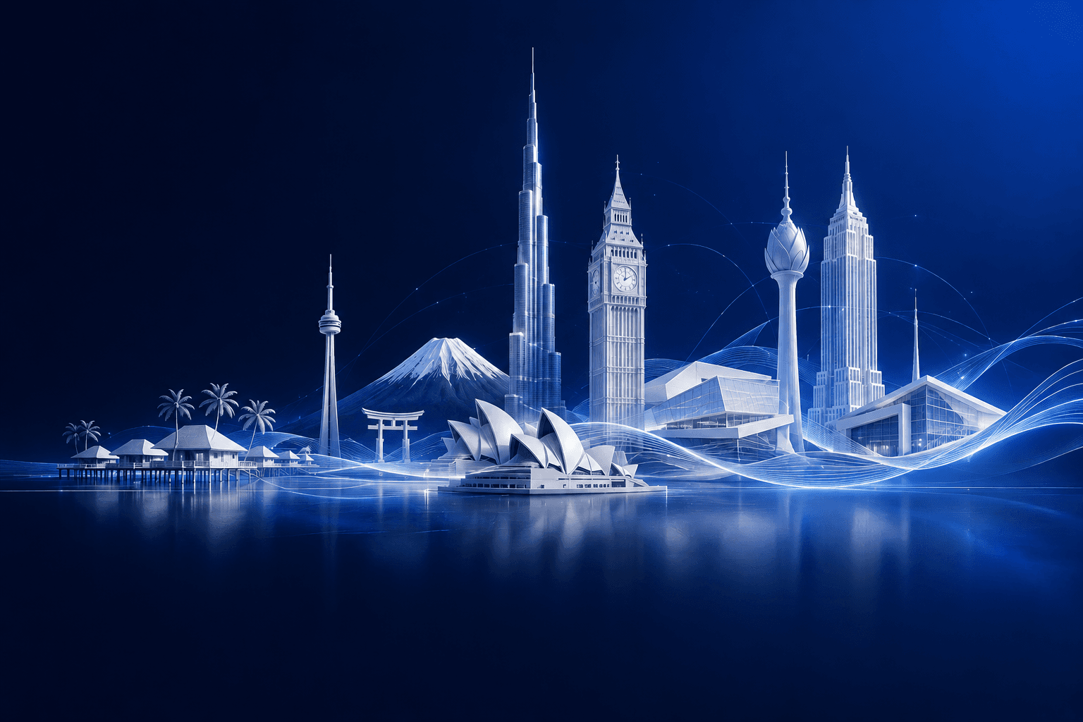 Global skyline illustration for Digital Expressionz